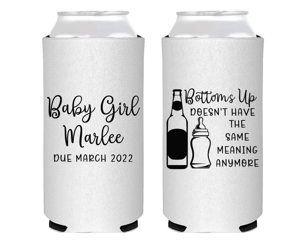Bottles Bottoms Up Baby Shower Foam Slim Can Cooler