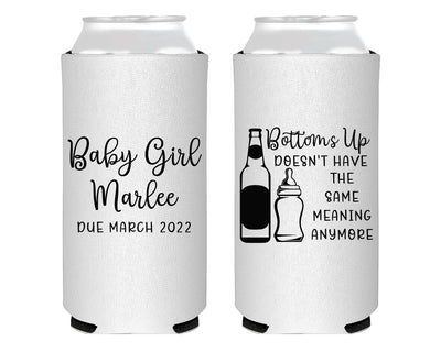Bottles Bottoms Up Baby Shower Foam Slim Can Cooler