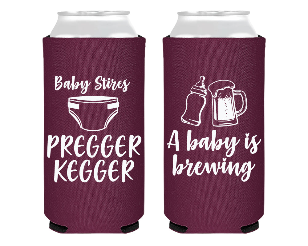 Pregger Kegger Baby Shower Foam Slim Can Cooler