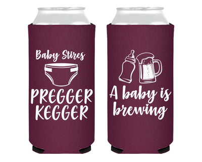 Pregger Kegger Baby Shower Foam Slim Can Cooler
