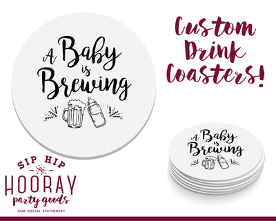 A Baby is Brewing Bottle, Beer and Onesie Coasters