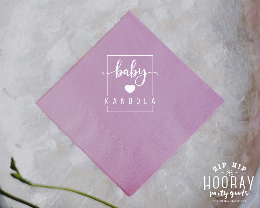 Simple Baby Shower Square Modern Cocktail Napkin