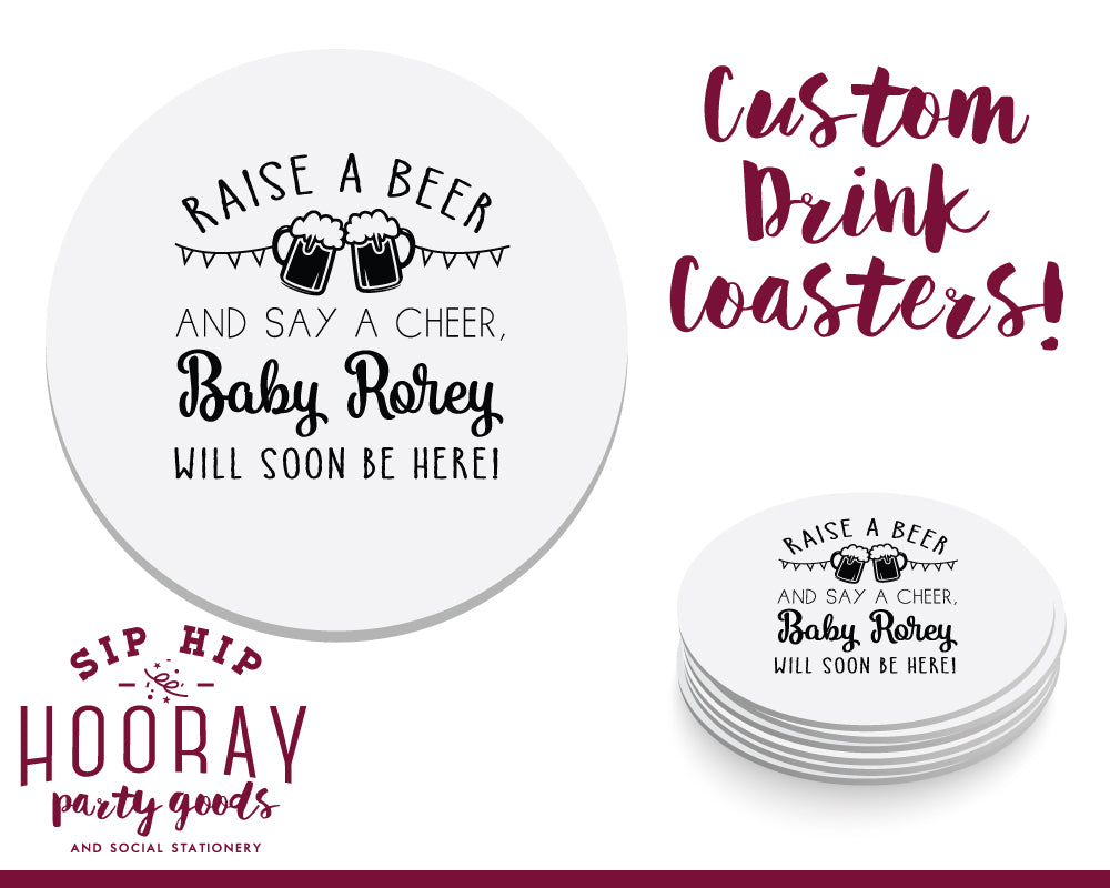 Raise A Beer Baby Shower Coasters