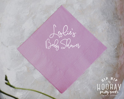 Simple Script Welcome Baby Shower or Gender Reveal Cocktail Napkin