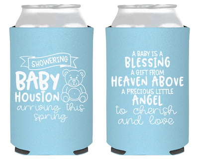 Teddy Bear Blessing Baby Shower Neoprene Can Cooler