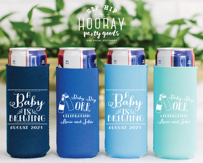 A Baby is Brewing Baby Shower Neoprene Slim Can Cooler