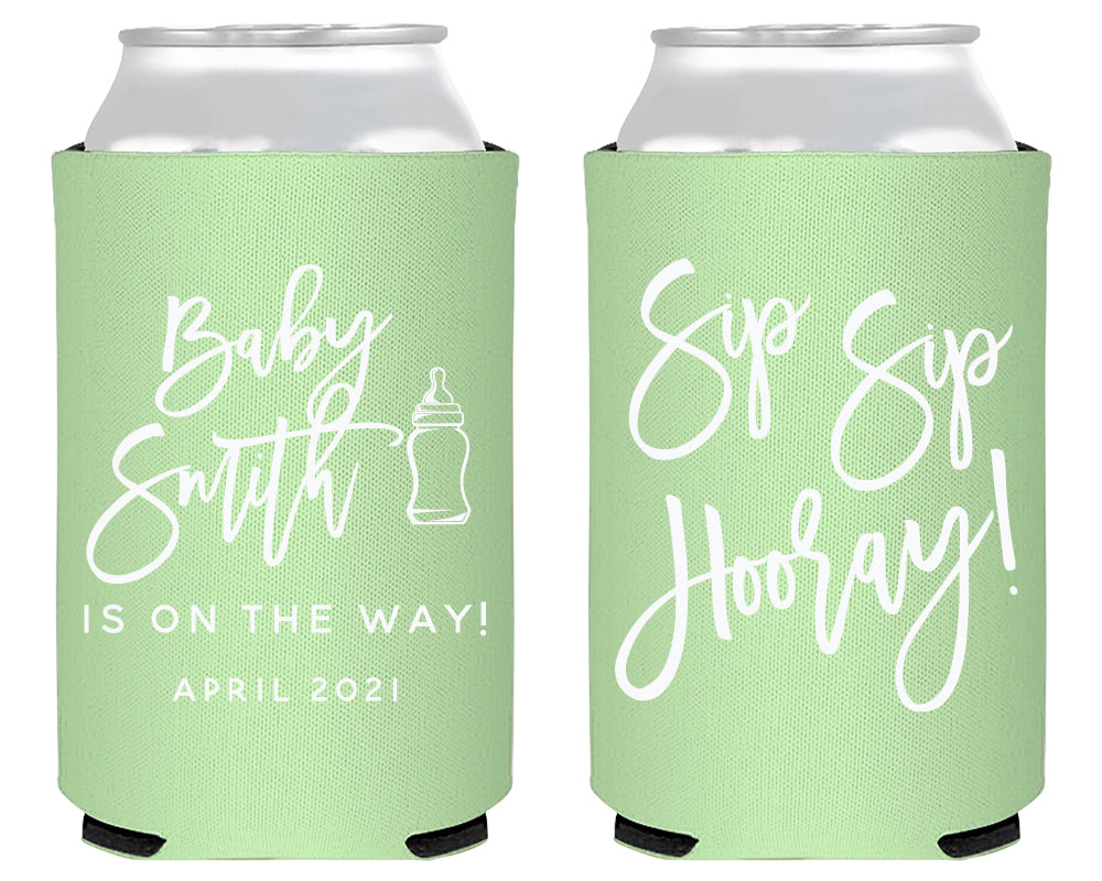 Sip Sip Hooray Baby Shower Neoprene Can Cooler