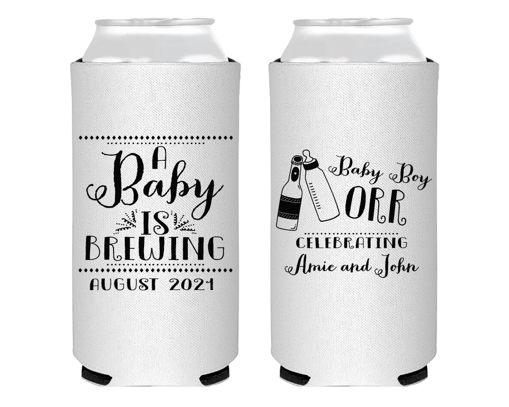 A Baby is Brewing Baby Shower Foam Slim Can Cooler