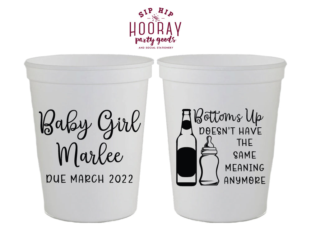 Bottles Bottoms Up Baby Shower Stadium Cup