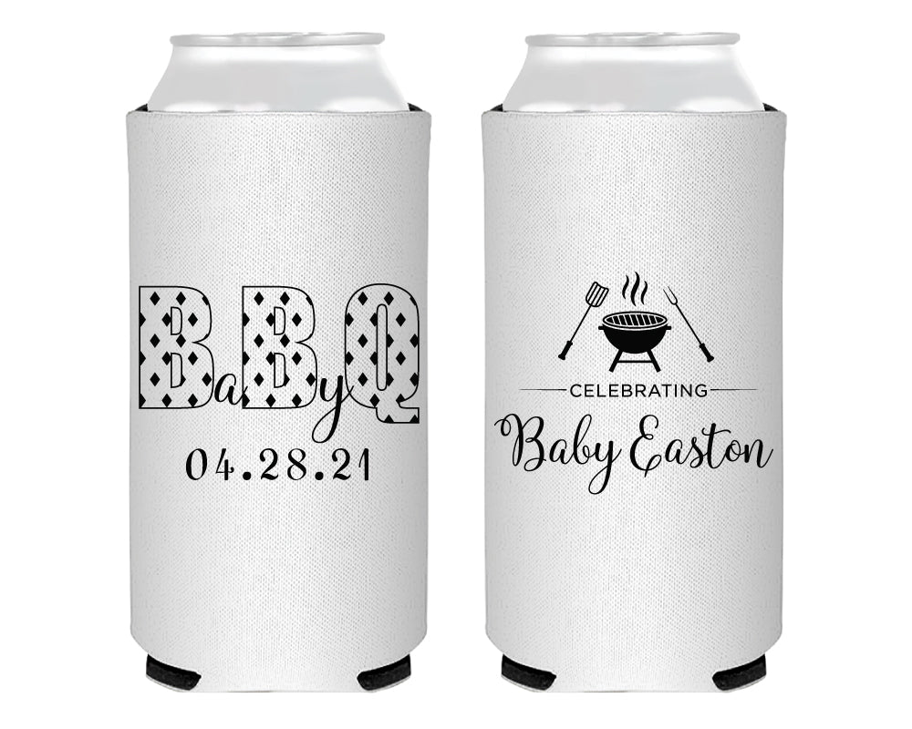 Baby Q Bar-B-Que Baby Shower Foam Slim Can Cooler