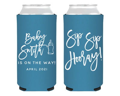 Sip Sip Hooray Baby Shower Foam Slim Can Cooler