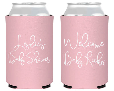 Simple Script Welcome Baby Shower or Gender Reveal Foam Can Cooler