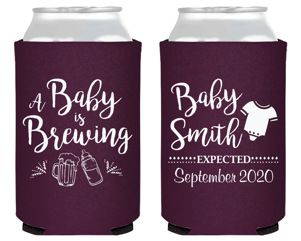 A Baby is Brewing Bottle, Beer and Onesie Neoprene Can Cooler
