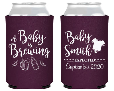 A Baby is Brewing Bottle, Beer and Onesie Neoprene Can Cooler