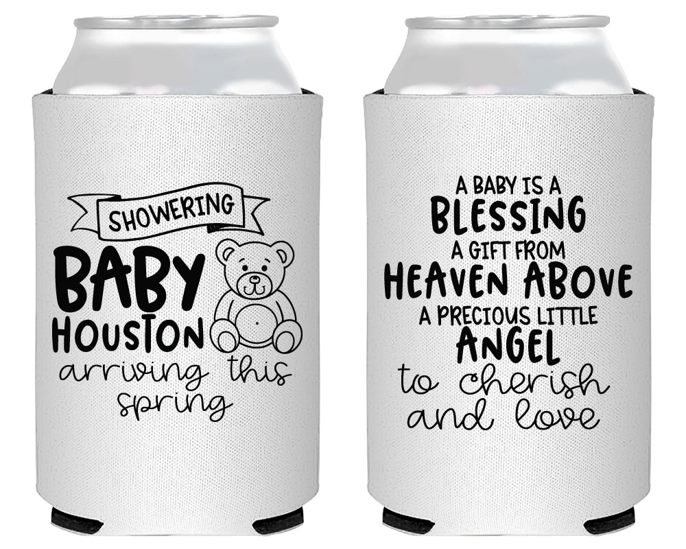 Teddy Bear Blessing Baby Shower Neoprene Can Cooler