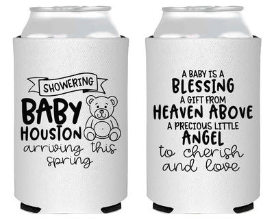 Teddy Bear Blessing Baby Shower Neoprene Can Cooler