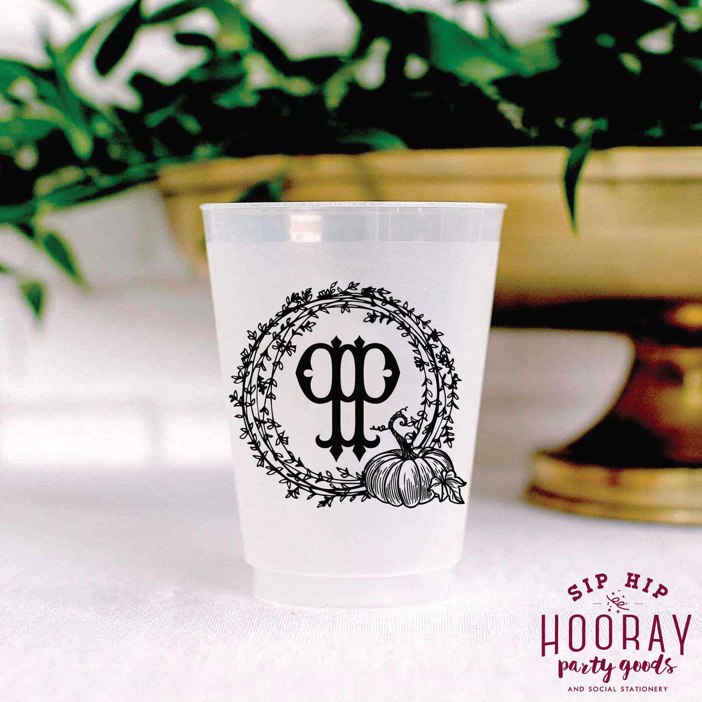 Nouveau Monogram Frosted Cups