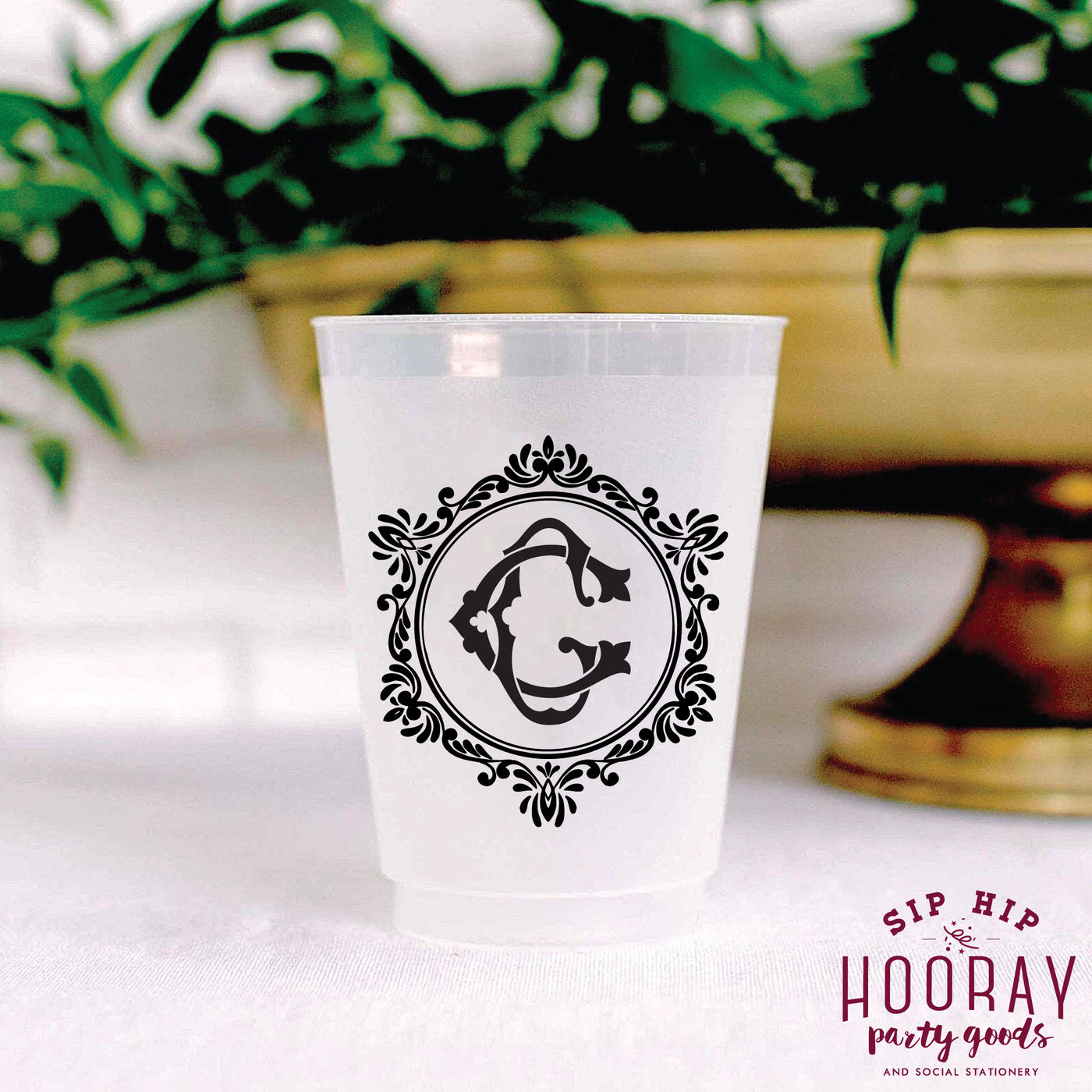 Nouveau Monogram Frosted Cups