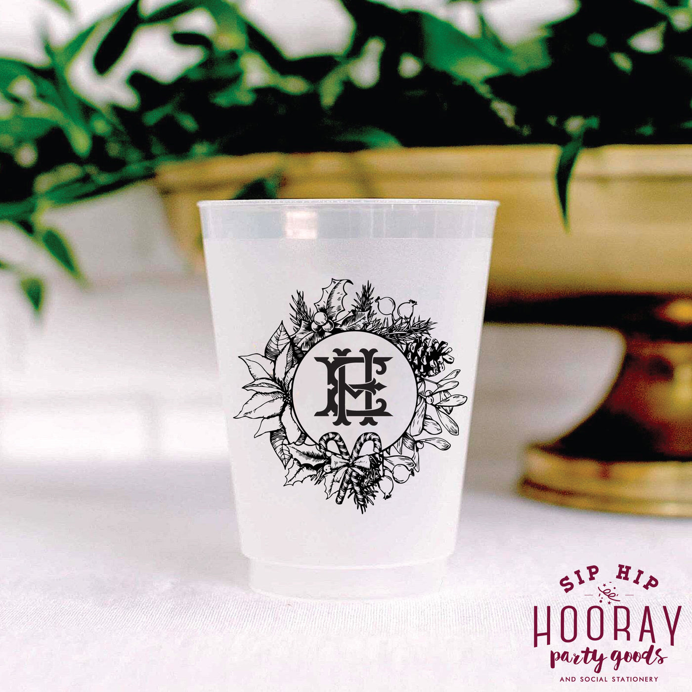 Nouveau Monogram Frosted Cups