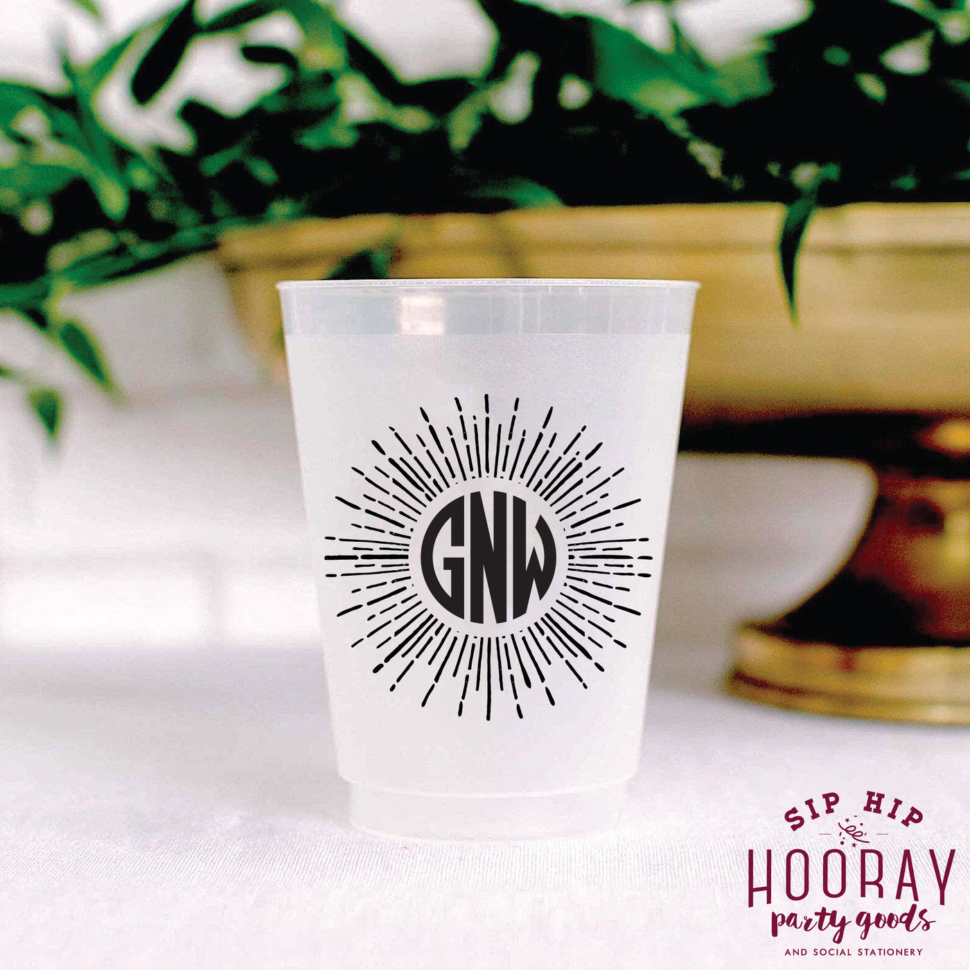 Nouveau Monogram Frosted Cups