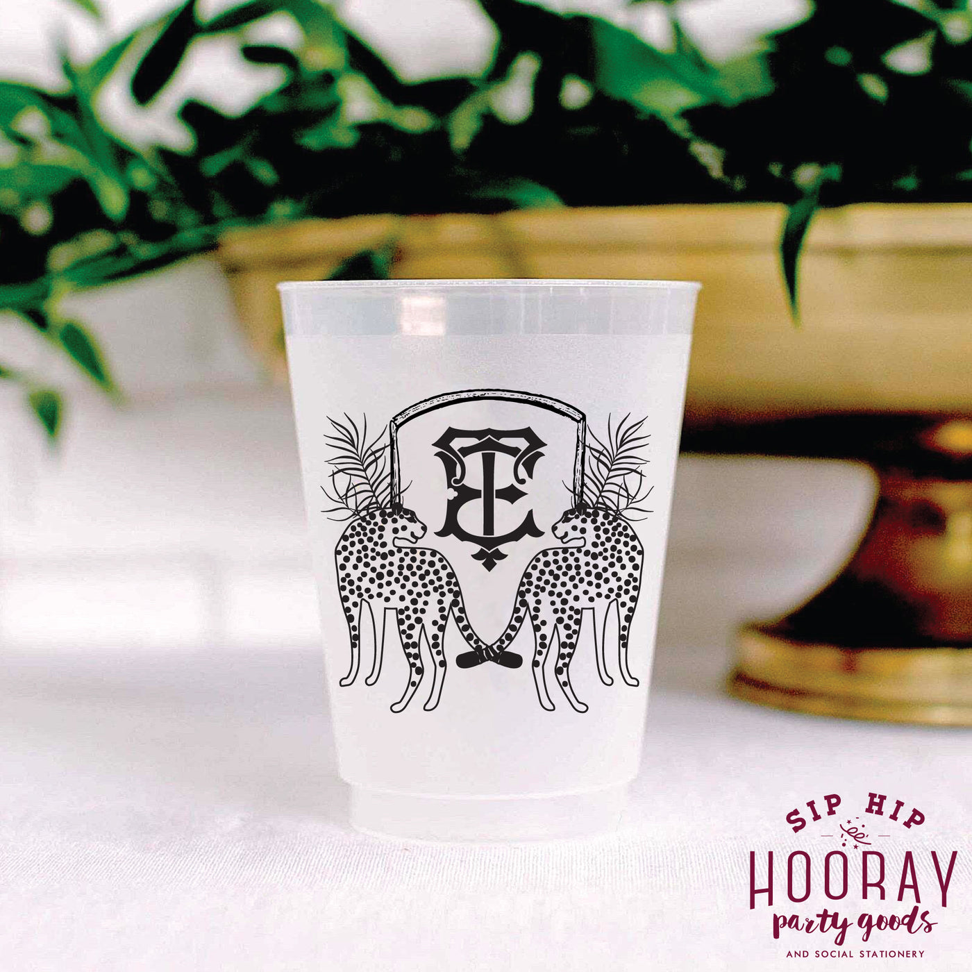 Nouveau Monogram Frosted Cups