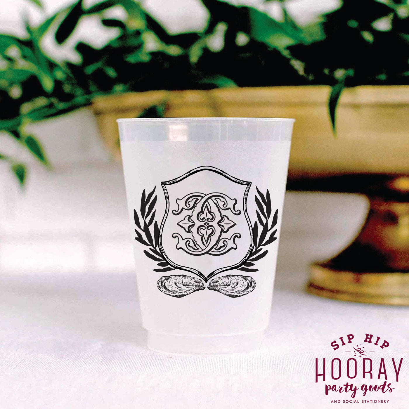 Nouveau Monogram Frosted Cups