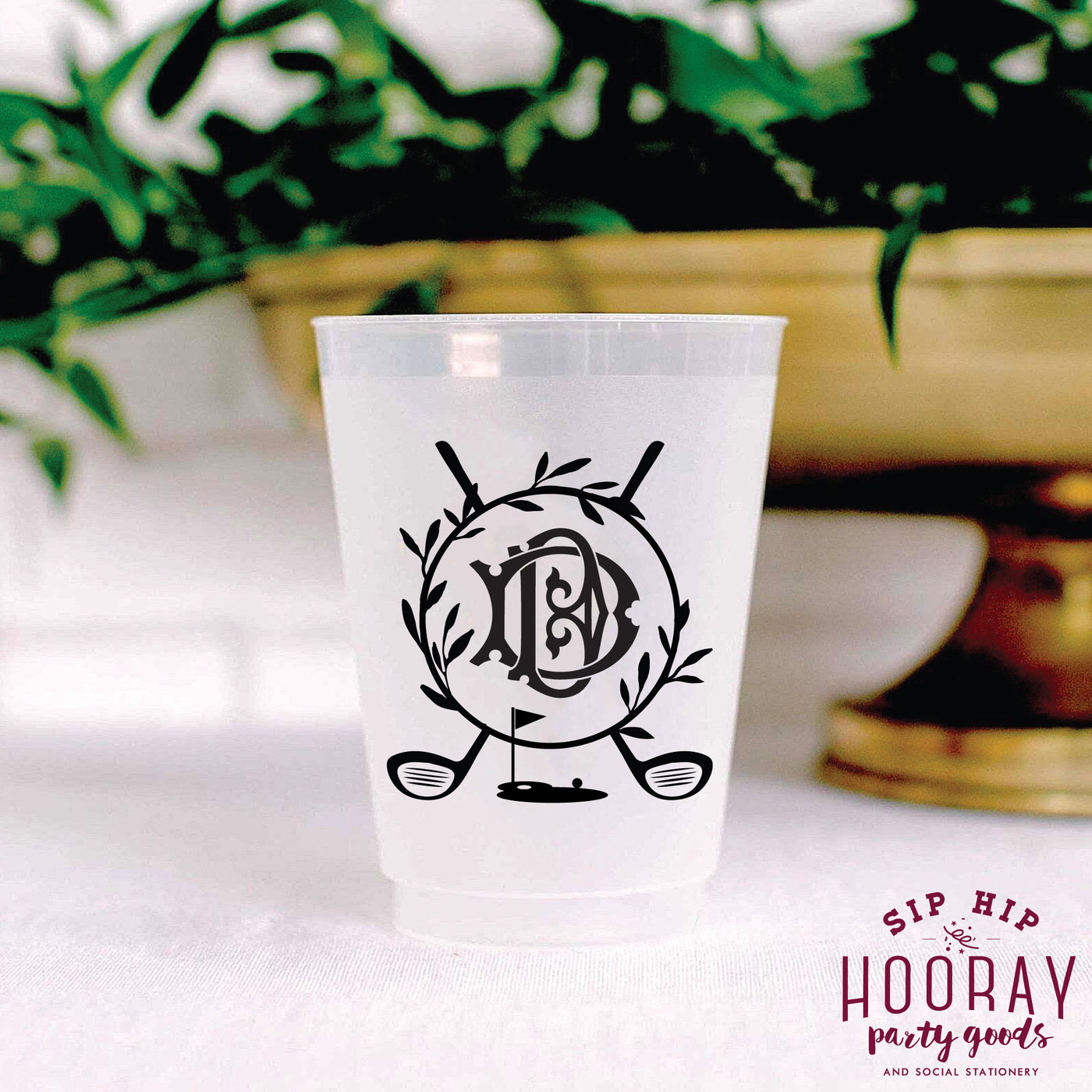 Nouveau Monogram Frosted Cups