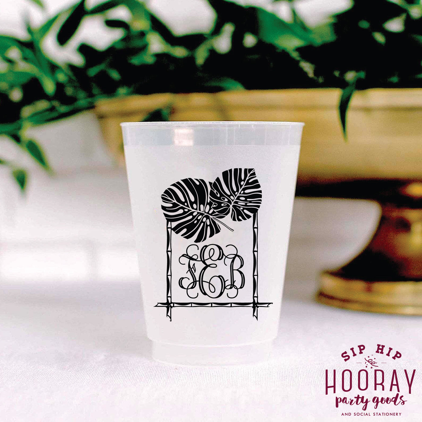 Nouveau Monogram Frosted Cups