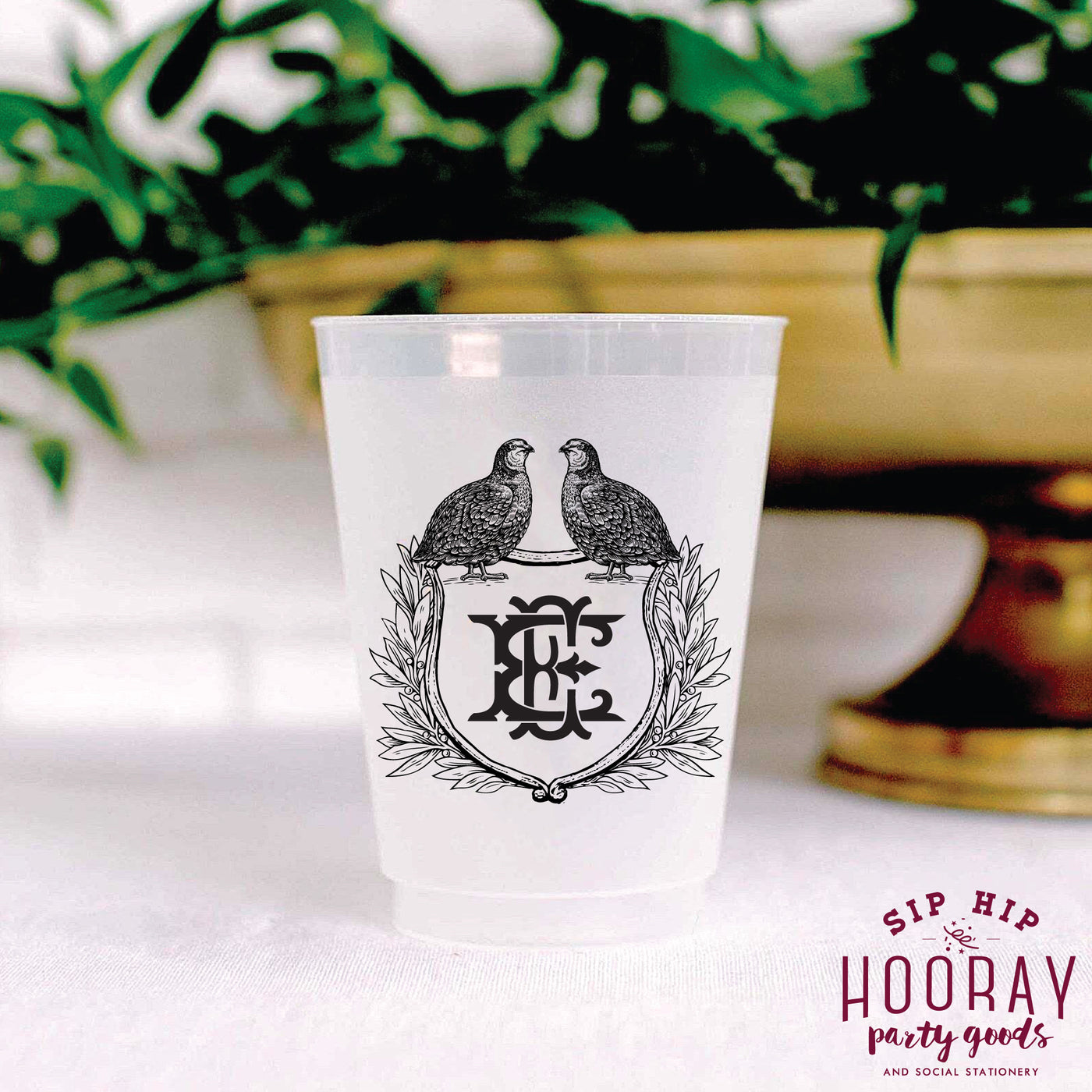 Nouveau Monogram Frosted Cups