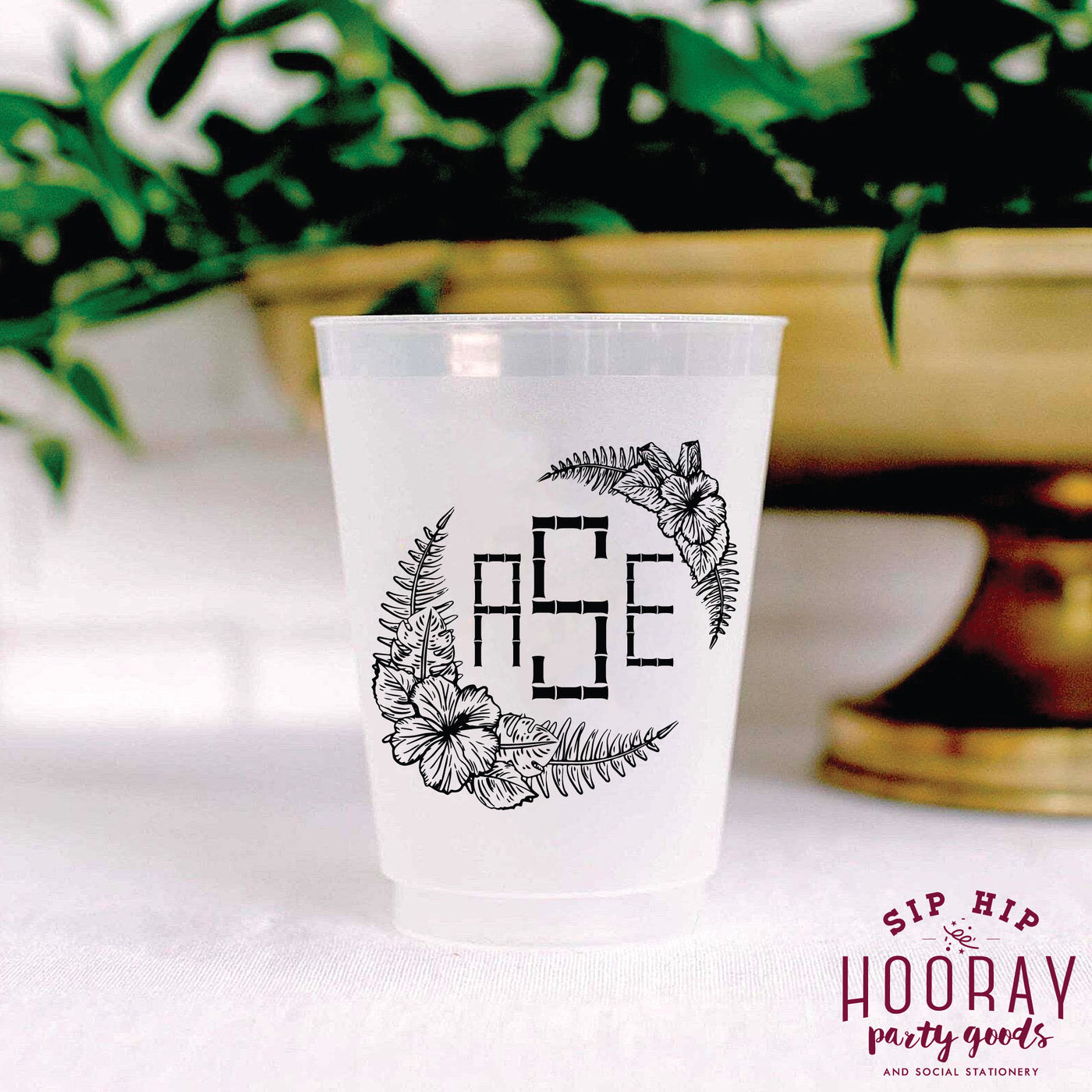 Nouveau Monogram Frosted Cups