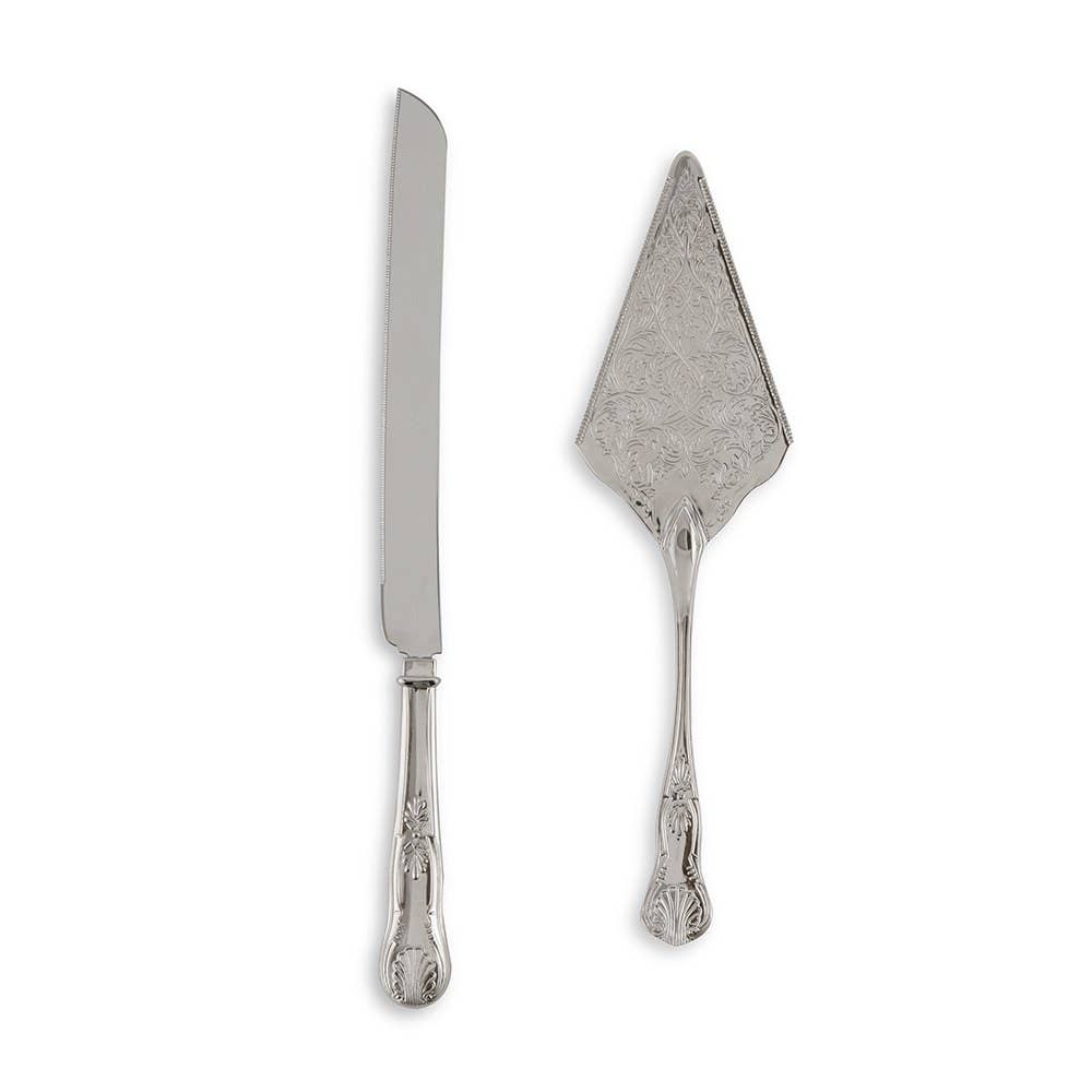 Vintage Inspired Silver Cake Serving Set