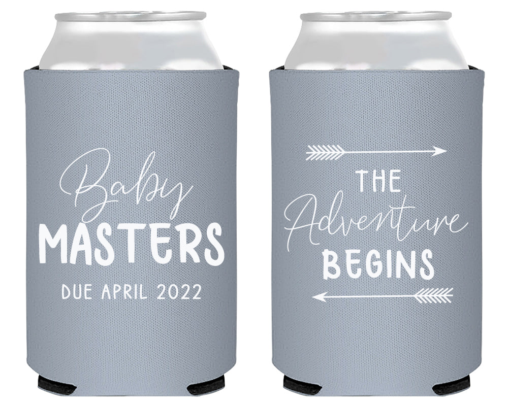 The Adventure Begins Baby Shower Foam Can Cooler