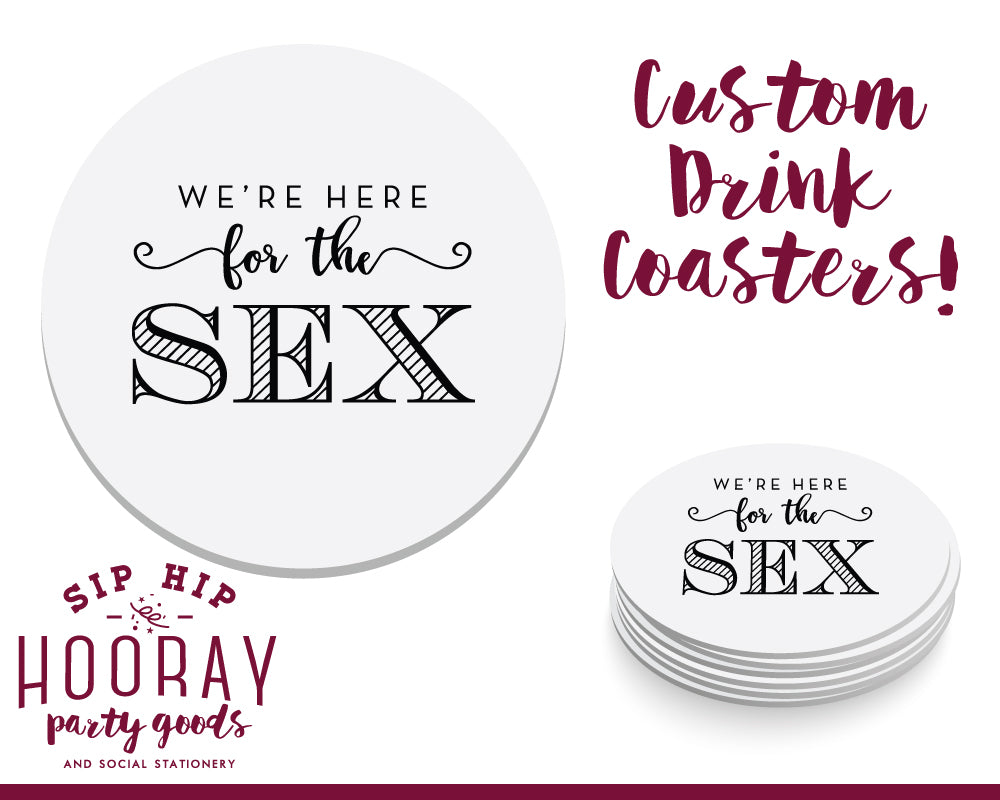 Here For The Sex Fancy Baby Gender Reveal Coasters