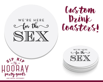 Here For The Sex Fancy Baby Gender Reveal Coasters