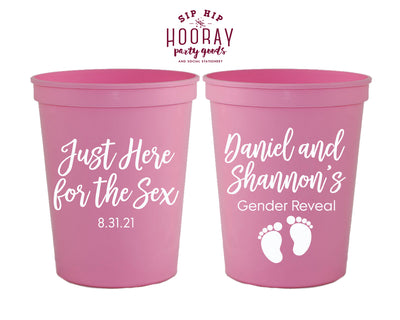 Here For The Sex Baby Feet Gender Reveal Stadium Cup