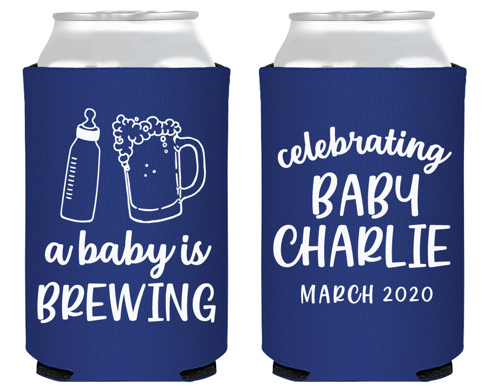A Baby is Brewing Bottle and Beer Cheers Mug Neoprene Can Cooler