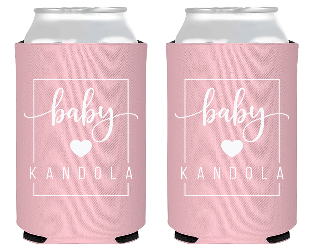 Simple Baby Shower Square Modern Foam Can Cooler