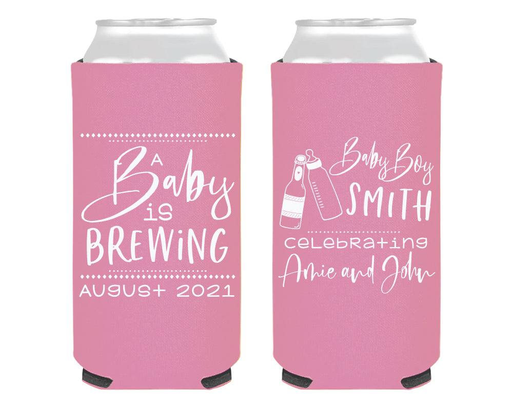 A Baby Is Brewing Shower Foam Slim Can Cooler