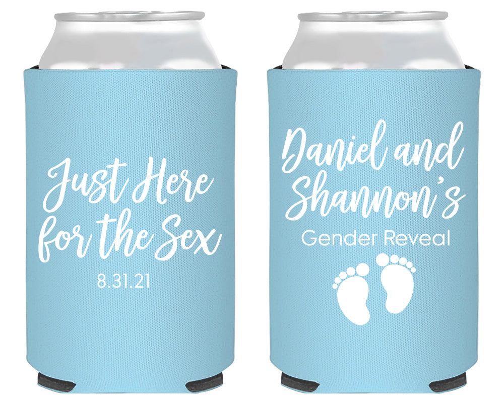 Here For The Sex Baby Feet Gender Reveal Foam Can Cooler