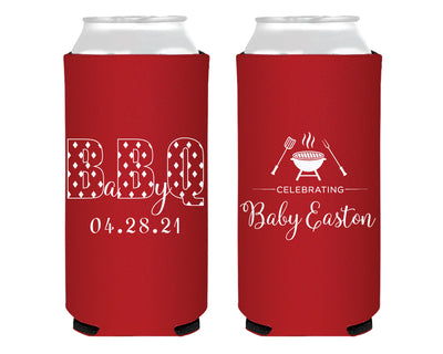 Baby Q Bar-B-Que Baby Shower Foam Slim Can Cooler
