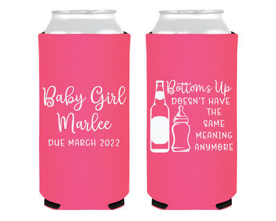 Bottles Bottoms Up Baby Shower Foam Slim Can Cooler