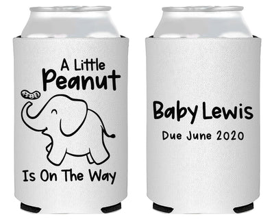 A Little Peanut Is On The Way Elephant Baby Shower Foam Can Cooler