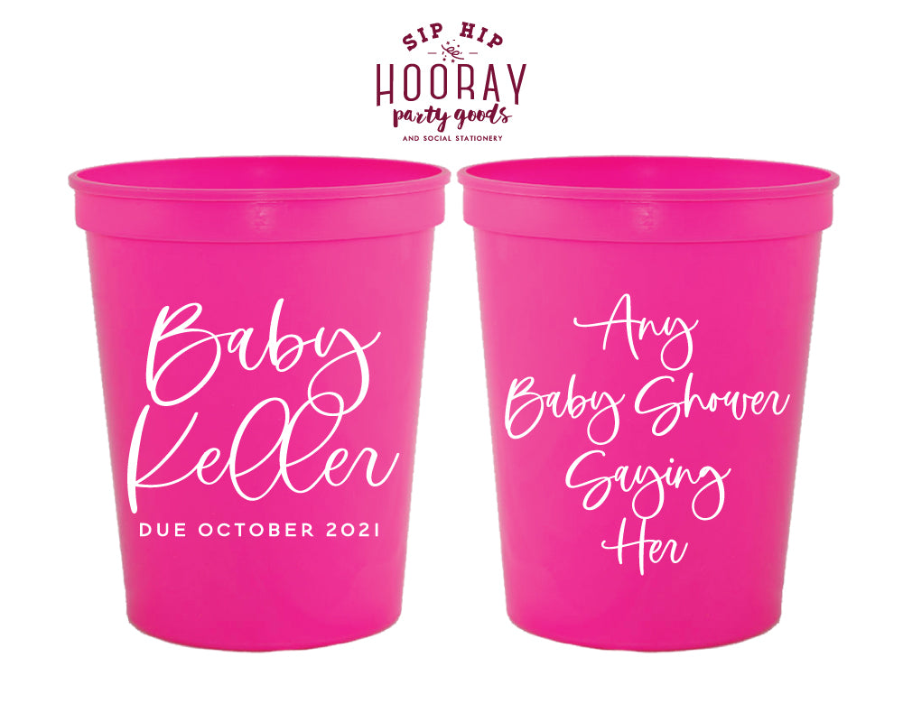 Modern Simple Script Any Saying Custom Baby Shower Stadium Cup