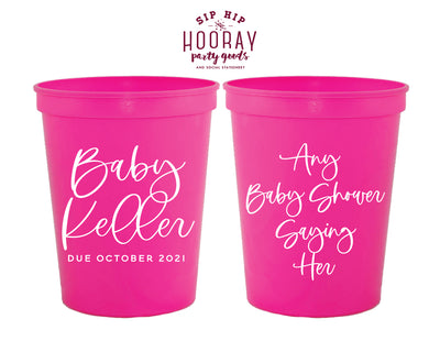 Modern Simple Script Any Saying Custom Baby Shower Stadium Cup