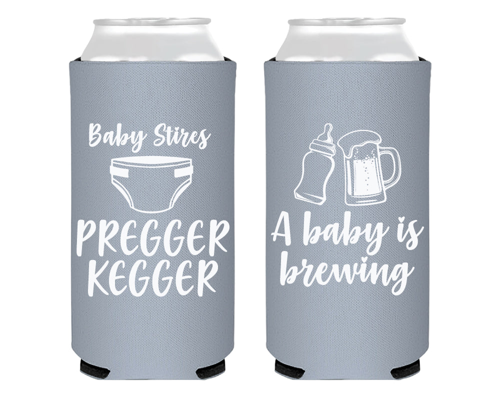 Pregger Kegger Baby Shower Foam Slim Can Cooler