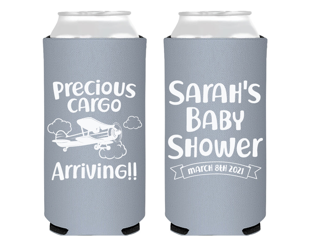 Airplane Baby Shower Foam Slim Can Cooler