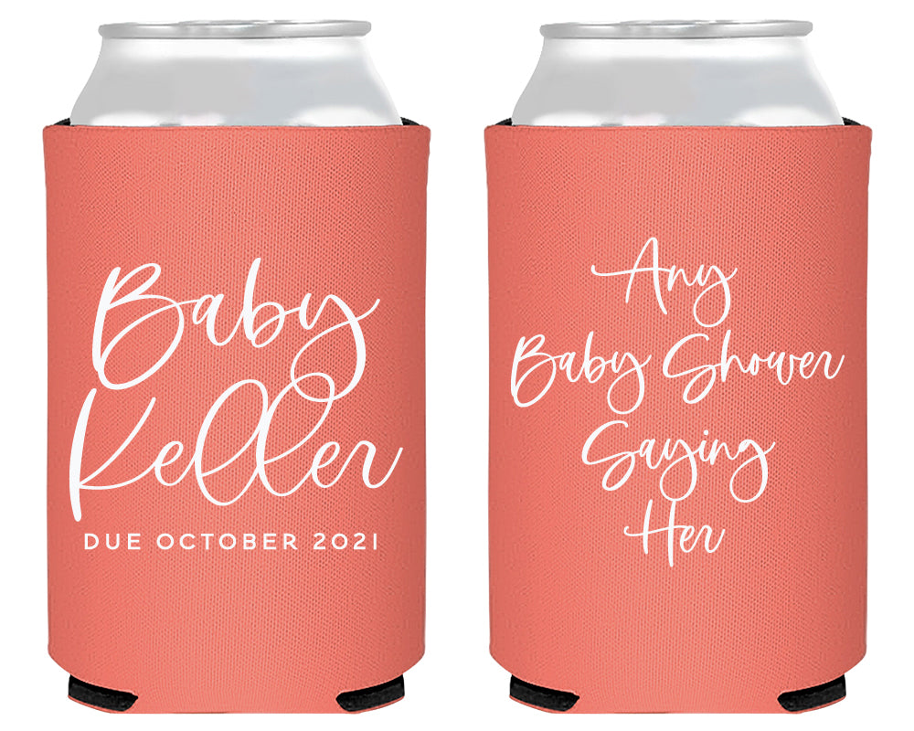 Modern Simple Script Any Saying Custom Baby Shower Foam Can Cooler