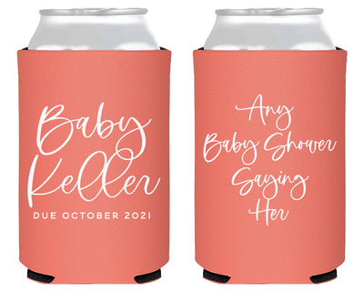 Modern Simple Script Any Saying Custom Baby Shower Foam Can Cooler