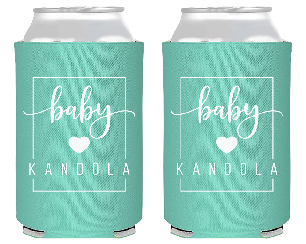 Simple Baby Shower Square Modern Neoprene Can Cooler