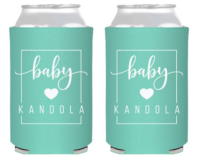 Simple Baby Shower Square Modern Neoprene Can Cooler